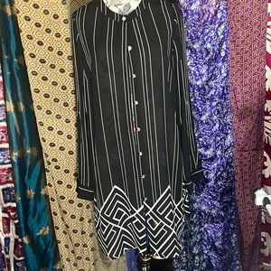 Michael Kors Black and White Geometric Tunic